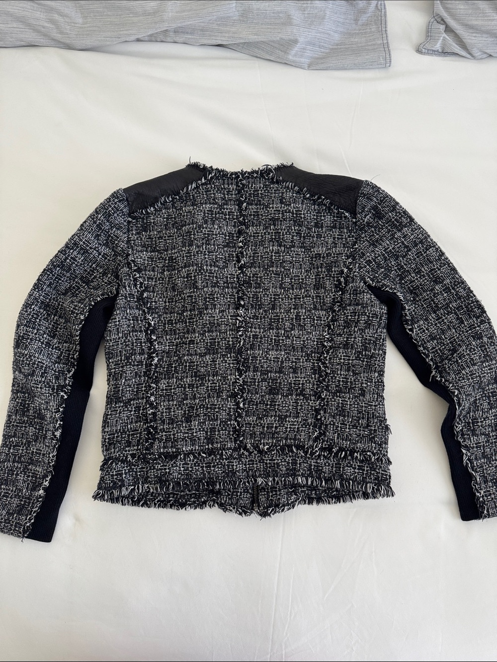 Rebecca TBlack & Gray Tweed Zip-Front Women's Jacket - Picture 6 of 6